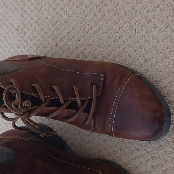 Sperry women Leather Laceup Ankle Boot collar gas padded canvas material 10M - Picture 2 of 11